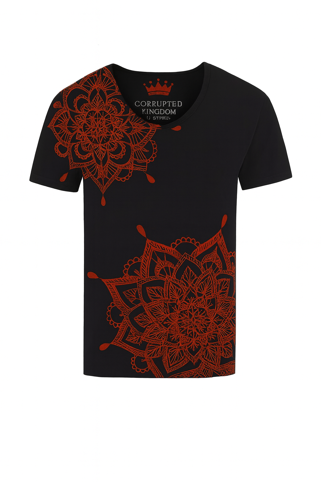 Black Tee – Red Mandala Emblem